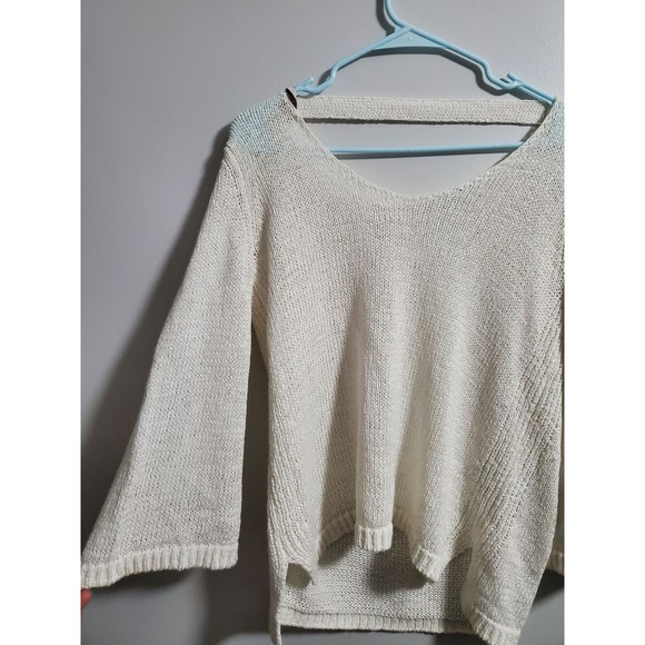 LOFT Crewneck Open Back Pullover White Sweater Size Med - Picture 3 of 4